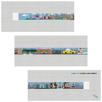 New York City Needlepoint Belt Kit Stitched Preview