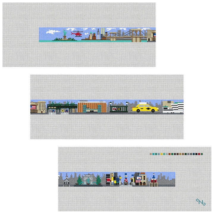 New York City Needlepoint Belt Kit Stitched Preview