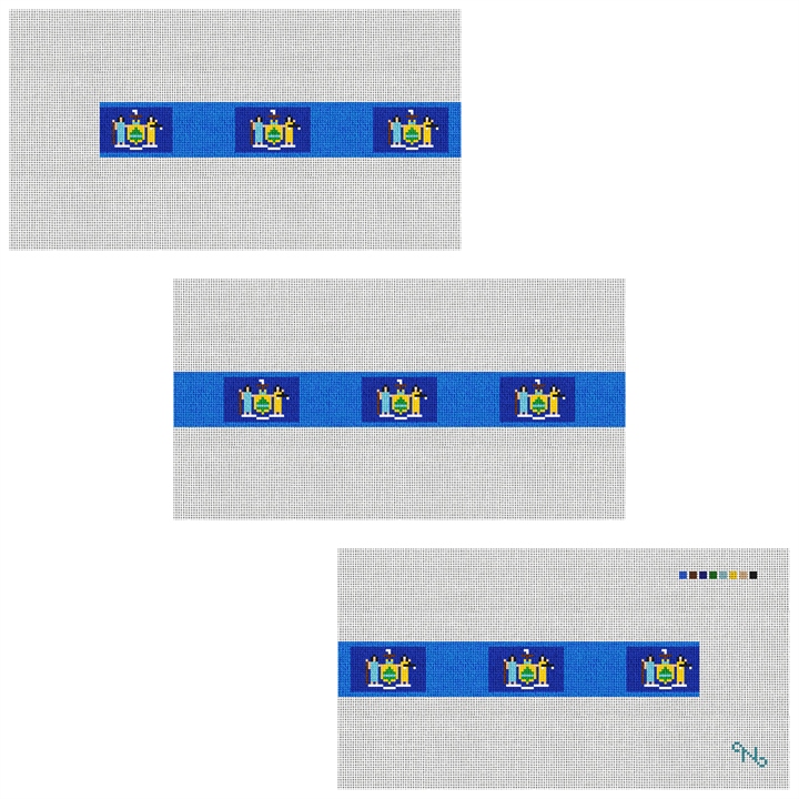 New York Flag Needlepoint Belt Kit Stitched Preview