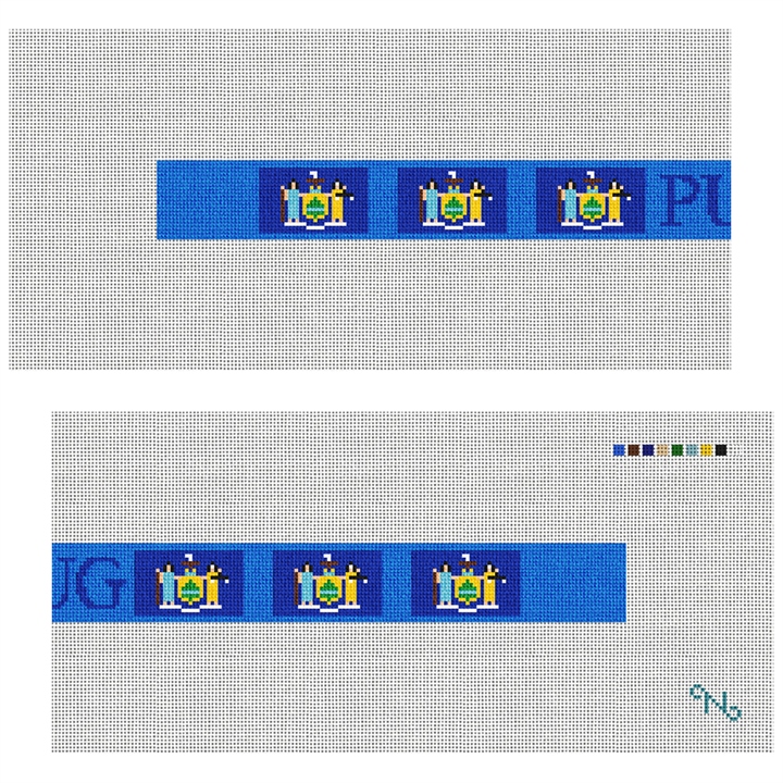 New York Flag Needlepoint Dog Collar Kit Stitched Preview