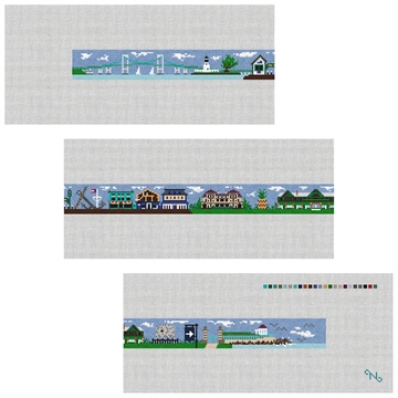 Newport Rhode Island Needlepoint Belt Kit Stitched Preview