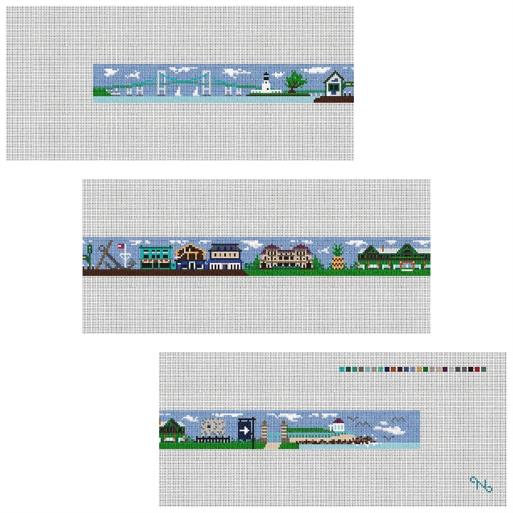 Newport Rhode Island Needlepoint Belt Kit Stitched Preview