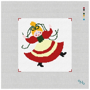 Nine Ladies Dancing Needlepoint Kit Stitched Preview