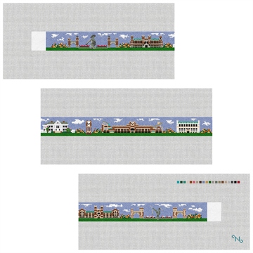 Norman Oklahoma Landscape Needlepoint Belt Kit Stitched Preview