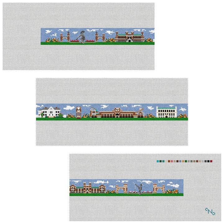 Norman Oklahoma Landscape Needlepoint Belt Kit Stitched Preview