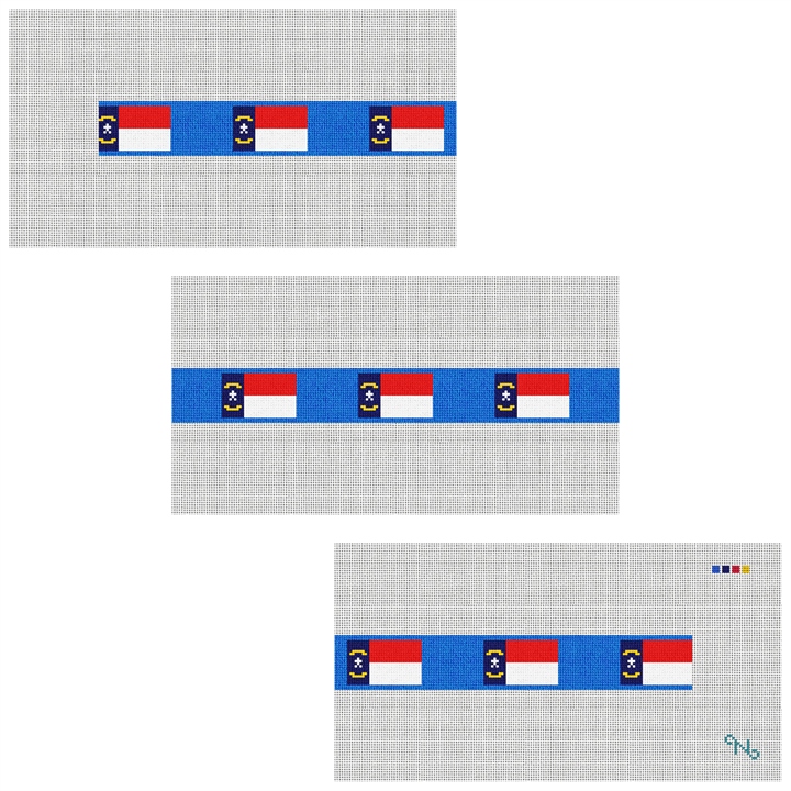 North Carolina Flag Needlepoint Belt Kit Stitched Preview