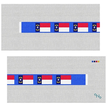 North Carolina Flag Needlepoint Dog Collar Kit Stitched Preview
