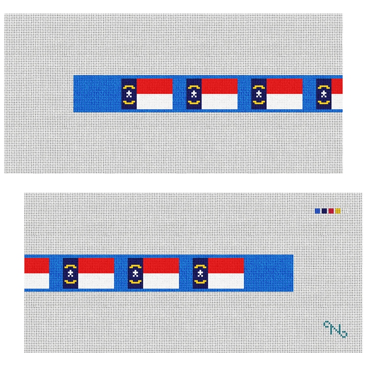 North Carolina Flag Needlepoint Dog Collar Kit Stitched Preview
