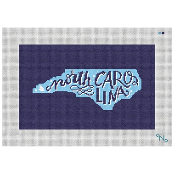 North Carolina Needlepoint Pillow Kit Stitched Preview