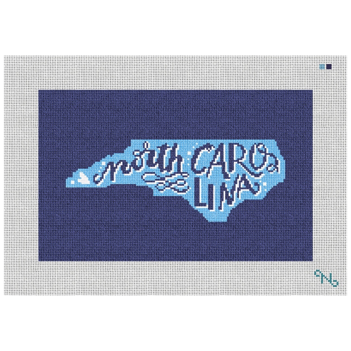 North Carolina Needlepoint Pillow Kit Stitched Preview