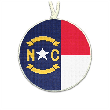 North Carolina State Flag Needlepoint Ornament