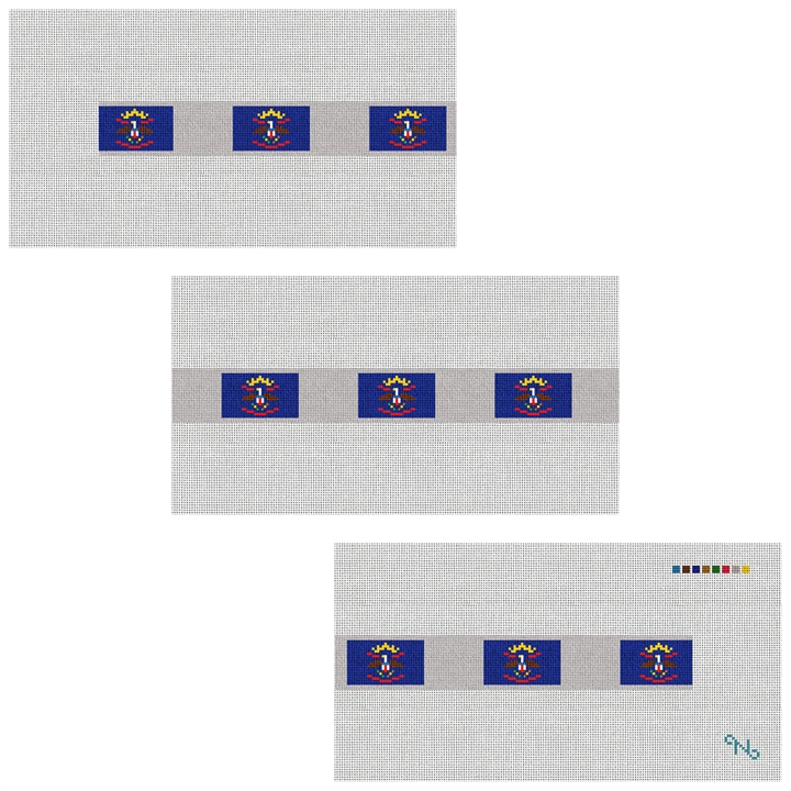North Dakota Flag Needlepoint Belt Kit Stitched Preview