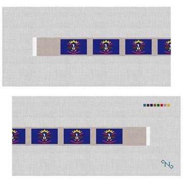North Dakota Flag Needlepoint Dog Collar Kit Stitched Preview