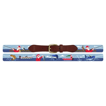 North Pole Fishing Needlepoint Belt