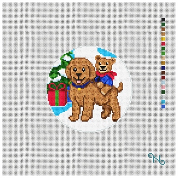 North Pole Pals Needlepoint Ornament Kit Stitched Preview