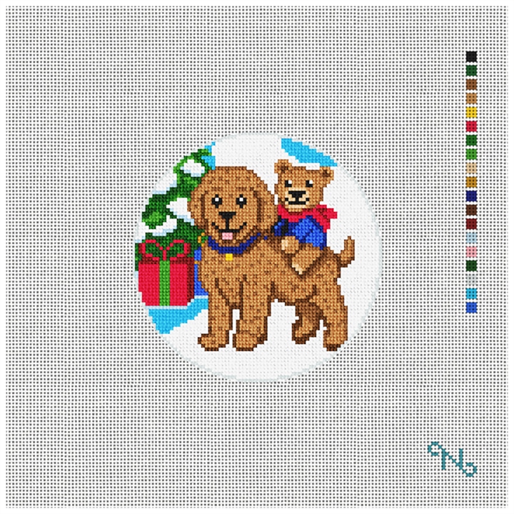North Pole Pals Needlepoint Ornament Kit Stitched Preview