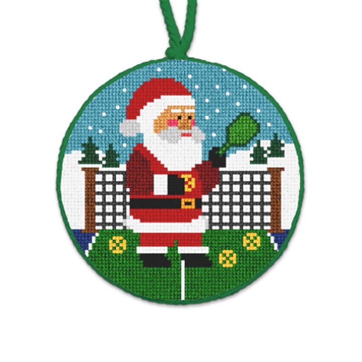 North Pole Pickleball Needlepoint Ornament