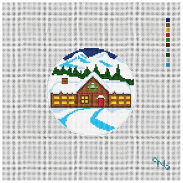 North Pole Workshop Needlepoint Ornament Kit Stitched Preview