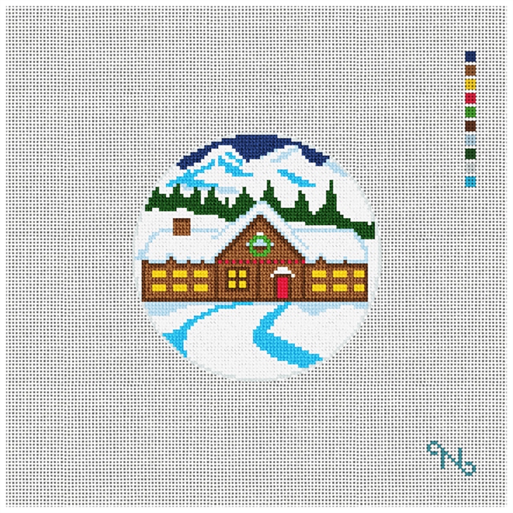North Pole Workshop Needlepoint Ornament Kit Stitched Preview