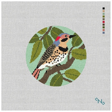 Northern Flicker Needlepoint Ornament Kit Stitched Preview