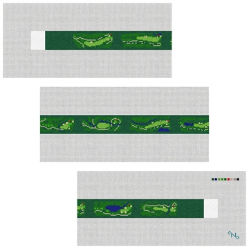 Northwood Club Golf Course Needlepoint Belt Kit Stitched Preview