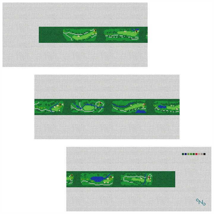 Northwood Club Golf Course Needlepoint Belt Kit Stitched Preview