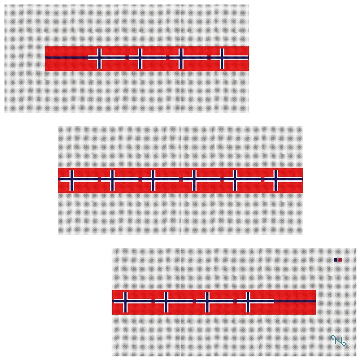 Norway Flag Needlepoint Belt Kit Stitched Preview