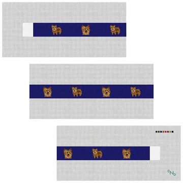 Norwich Terrier Needlepoint Belt Kit Stitched Preview