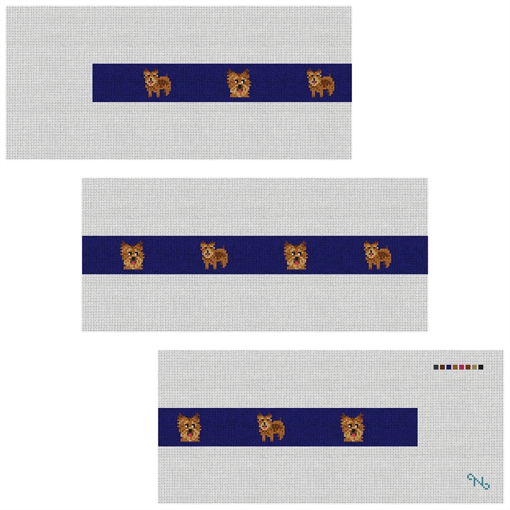 Norwich Terrier Needlepoint Belt Kit Stitched Preview