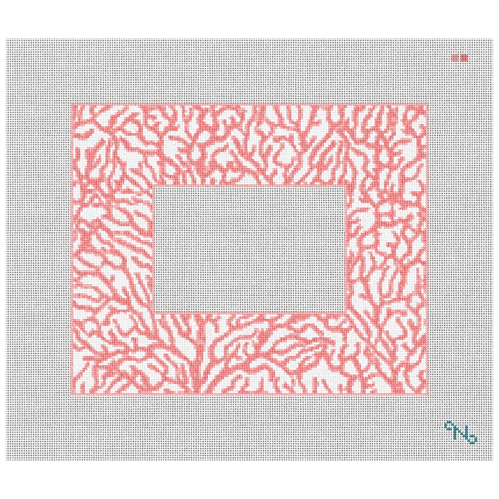 Ocean Coral Picture Frame Needlepoint Kit Stitched Preview
