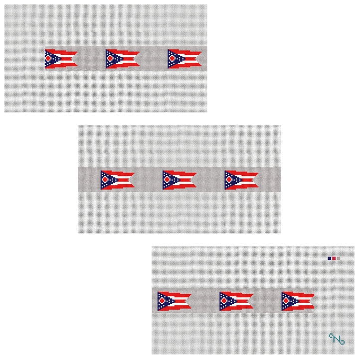 Ohio Flag Needlepoint Belt Kit Stitched Preview