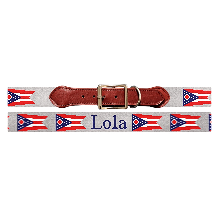 Ohio Flag Needlepoint Dog Collar