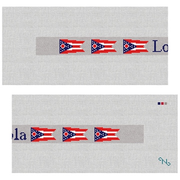 Ohio Flag Needlepoint Dog Collar Kit Stitched Preview