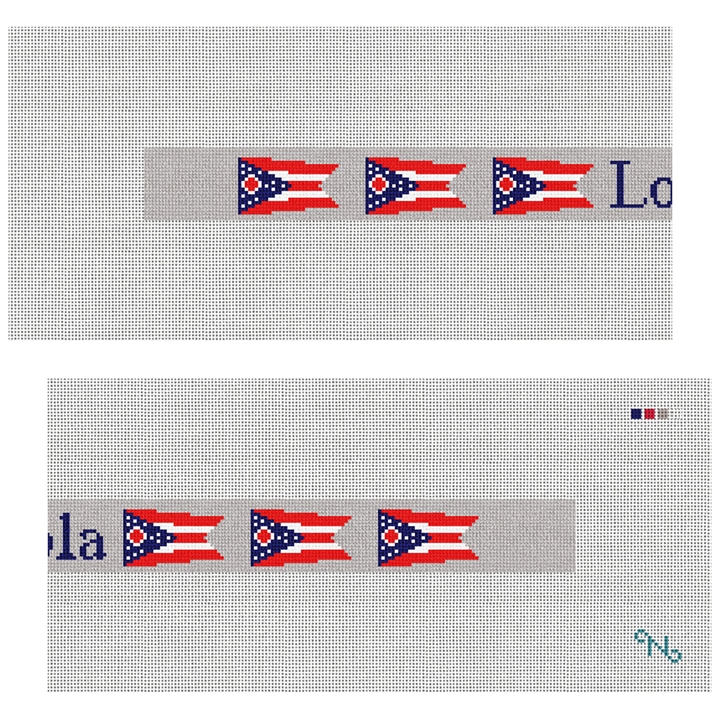 Ohio Flag Needlepoint Dog Collar Kit Stitched Preview
