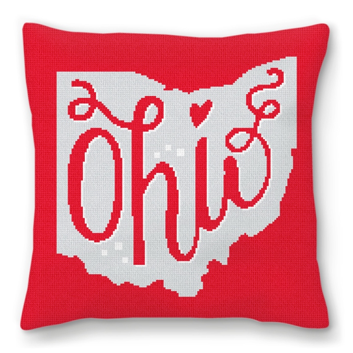 Ohio Needlepoint Pillow