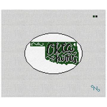 Oklahoma Needlepoint Christmas Ornament Kit Stitched Preview