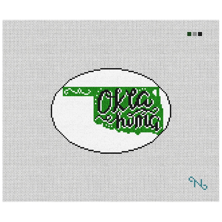 Oklahoma Needlepoint Christmas Ornament Kit Stitched Preview