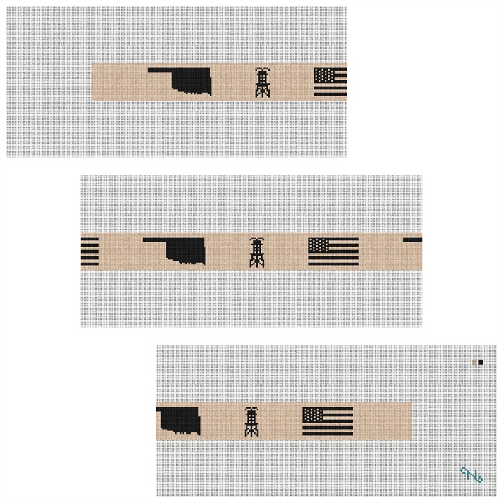 Oklahoma Oil Needlepoint Belt Kit Stitched Preview