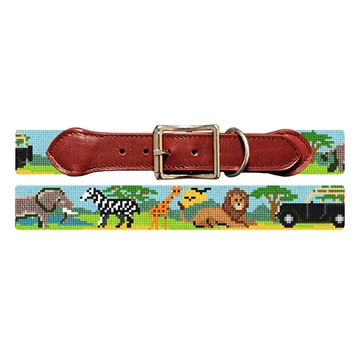 On Safari Needlepoint Dog Collar