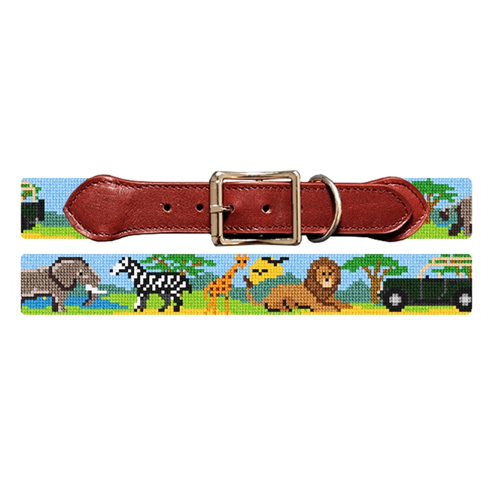 On Safari Needlepoint Dog Collar