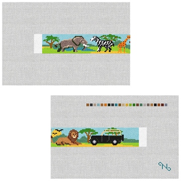 On Safari Needlepoint Dog Collar Kit Stitched Preview