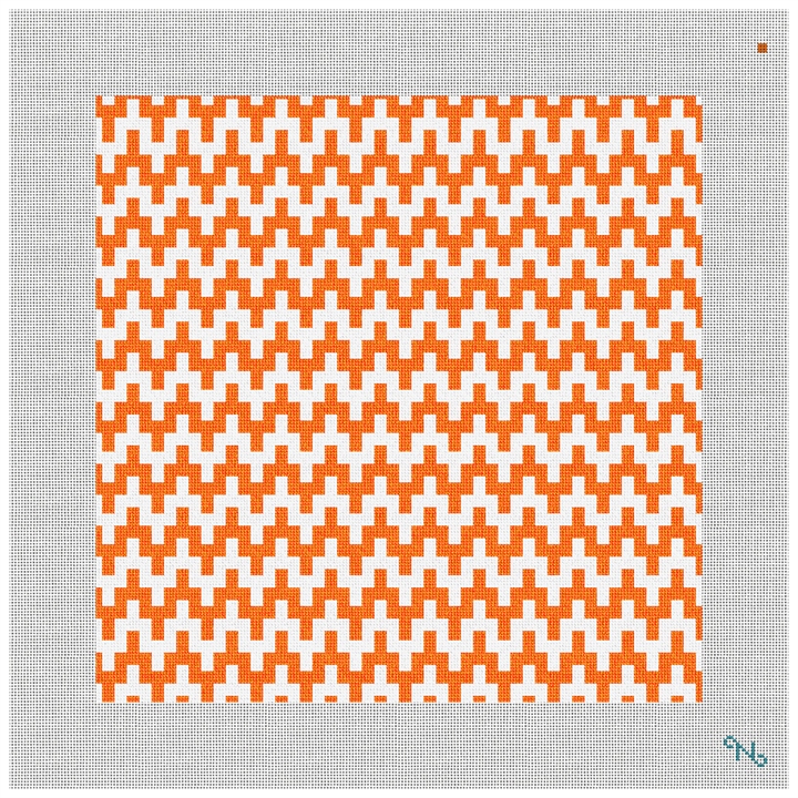Orange Puebla Needlepoint Kit Stitched Preview