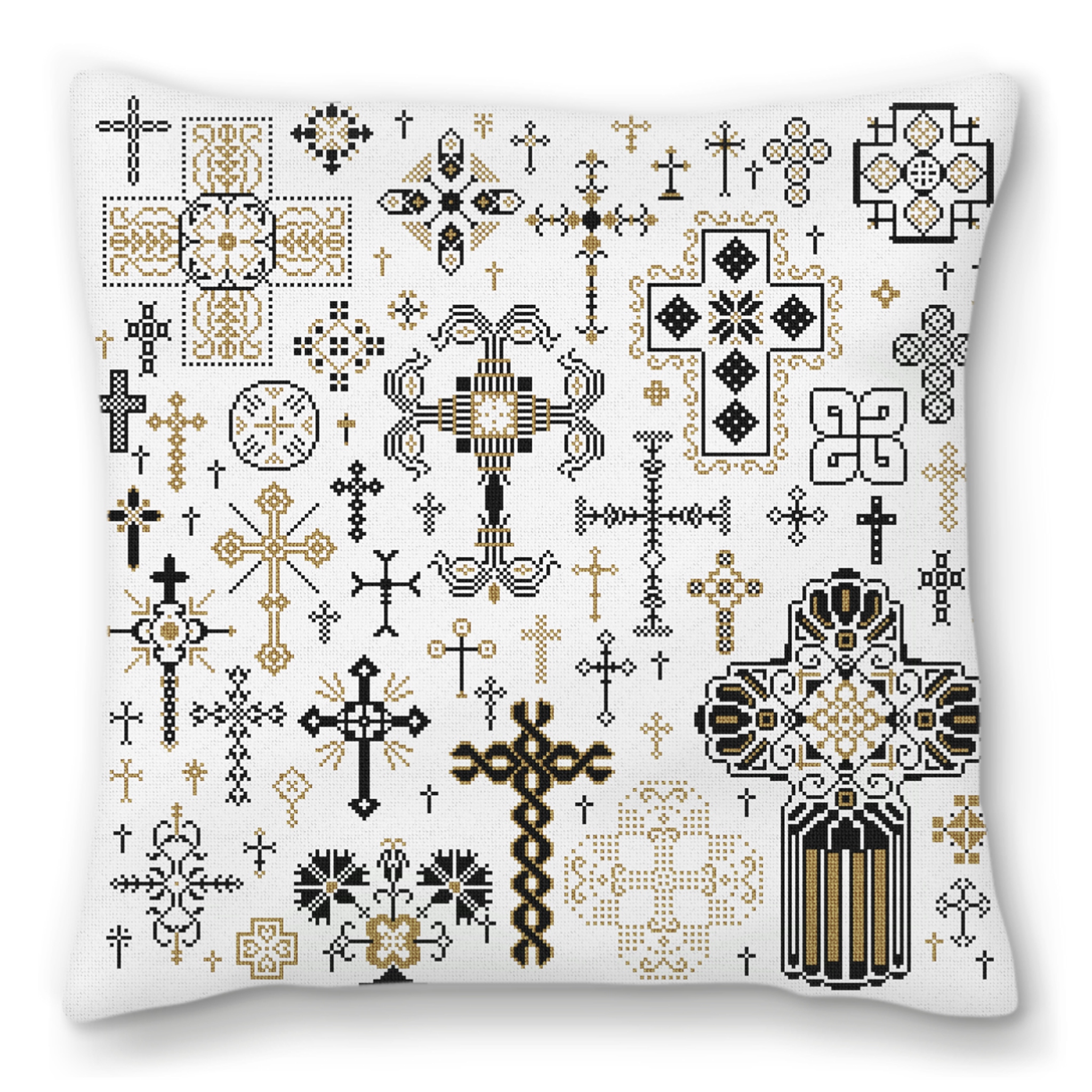 Ornate Crosses Needlepoint Pillow