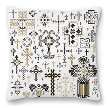 Ornate Crosses Needlepoint Pillow