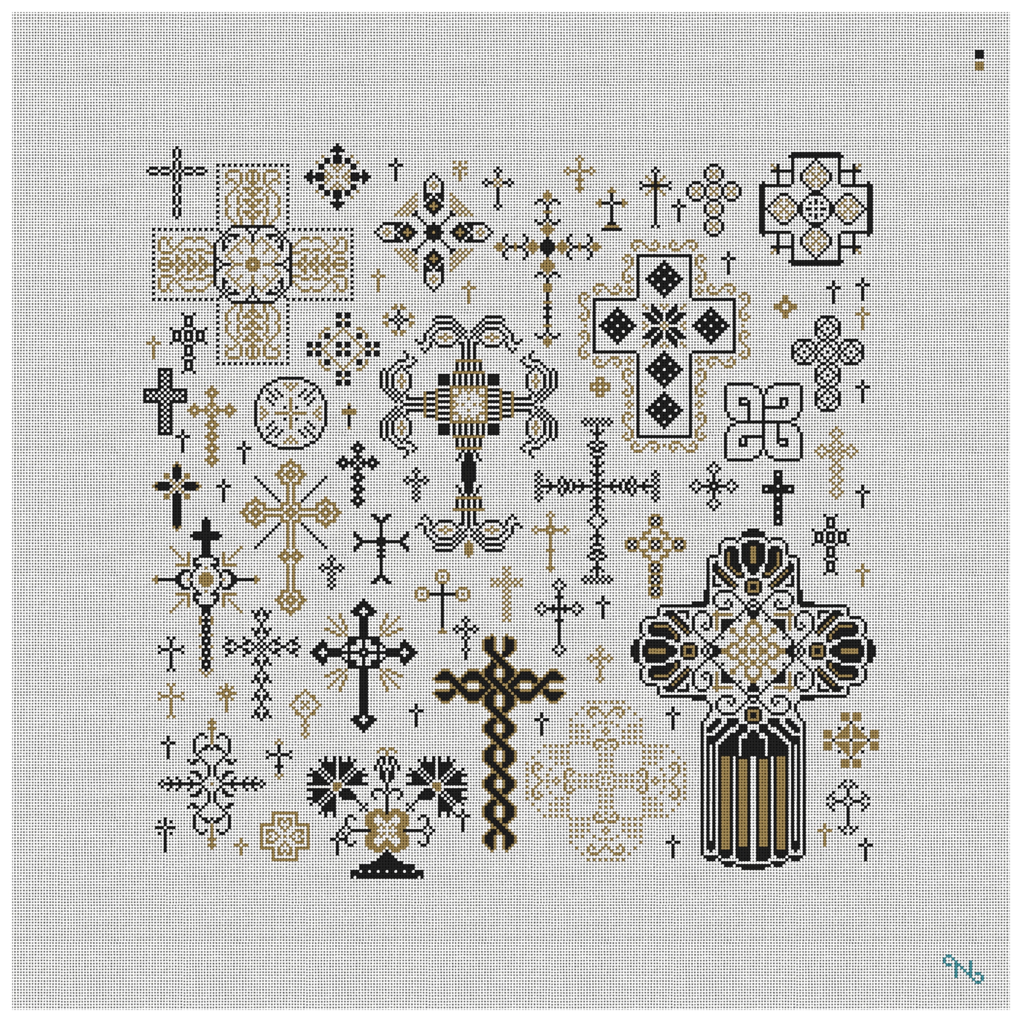 Ornate Crosses Needlepoint Pillow Kit