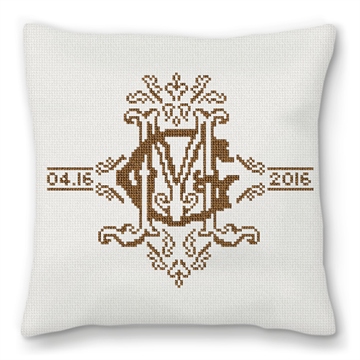 Ornate Monogram Needlepoint Pillow