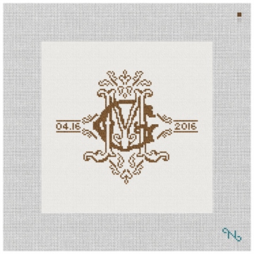 Ornate Monogram Needlepoint Pillow Kit Stitched Preview