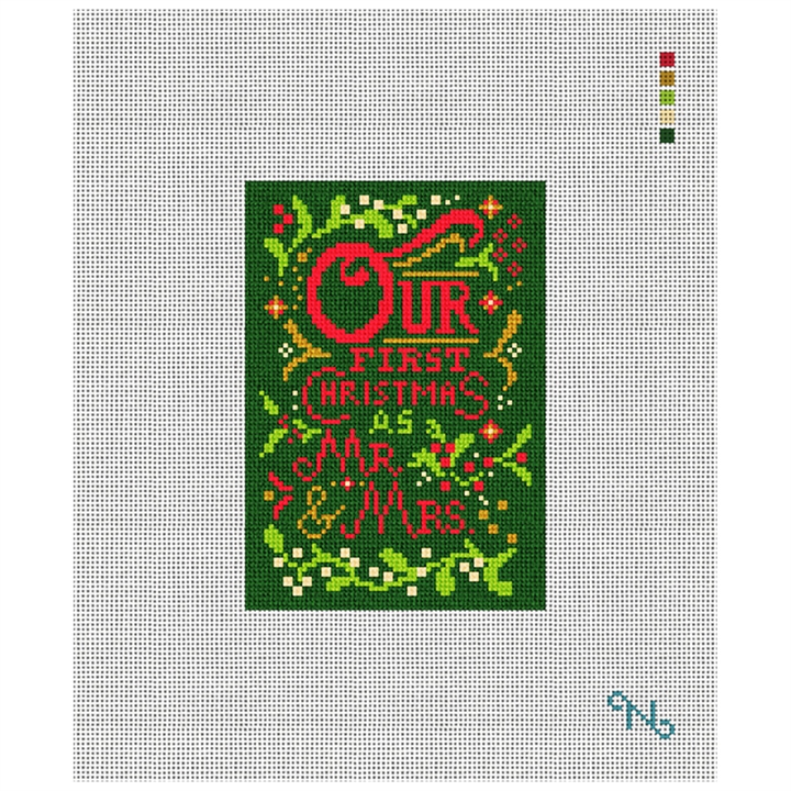 Our First Christmas Needlepoint Ornament Kit Stitched Preview