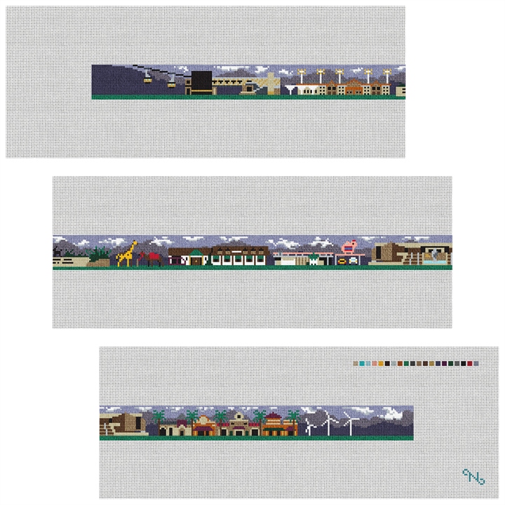 Palm Desert Needlepoint Belt Kit Stitched Preview
