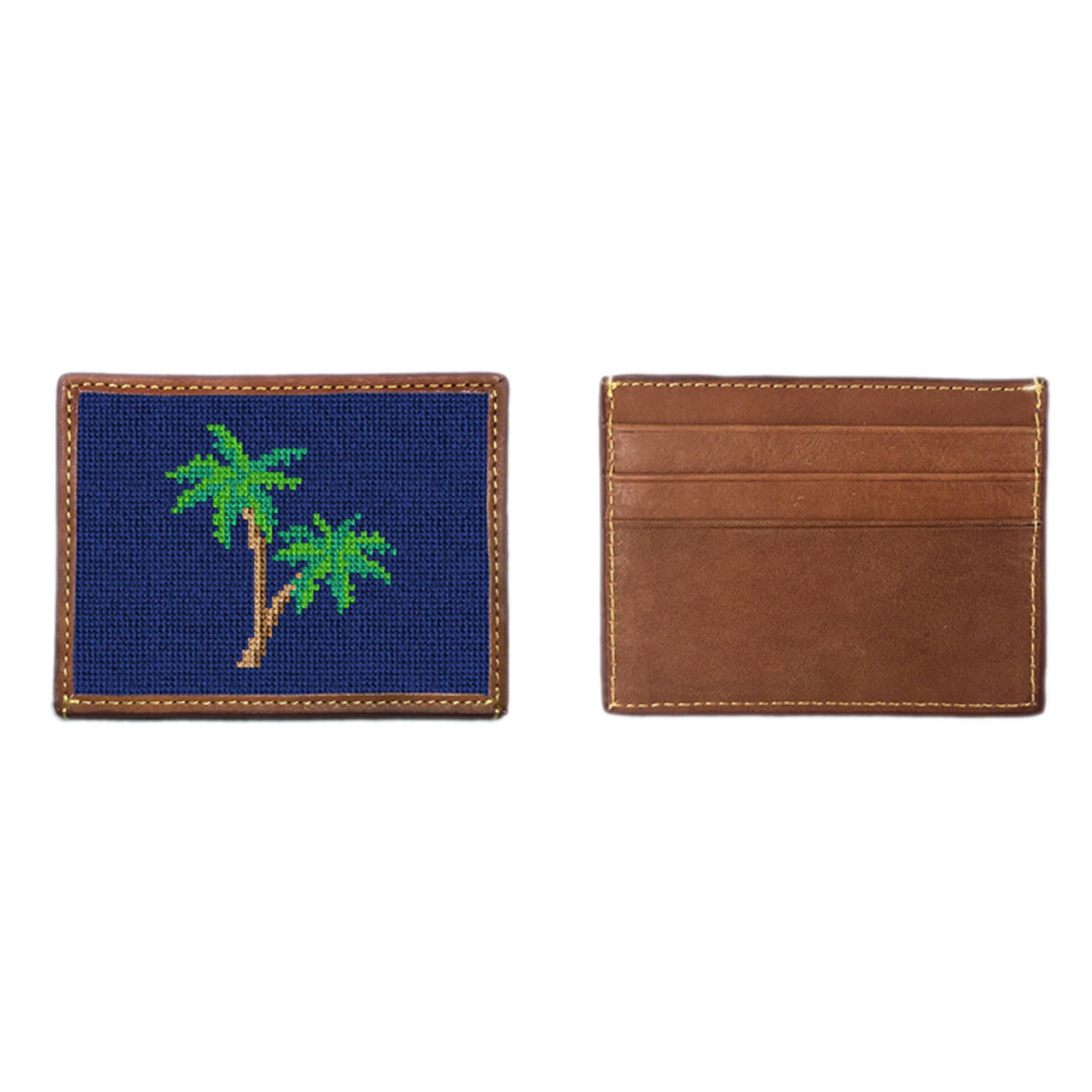 Palm Tree Needlepoint Card Wallet